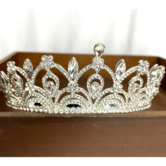 Clear Rhinestone Silver Tone‎ Metal Tiara Crown Comb NEW Bridal Hair Accessories - Picture 2 of 14